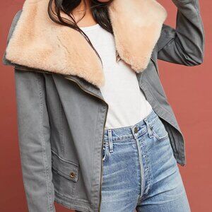 Marrakech Anthropologie Women's Faux Fur Aviator Jacket Size L
